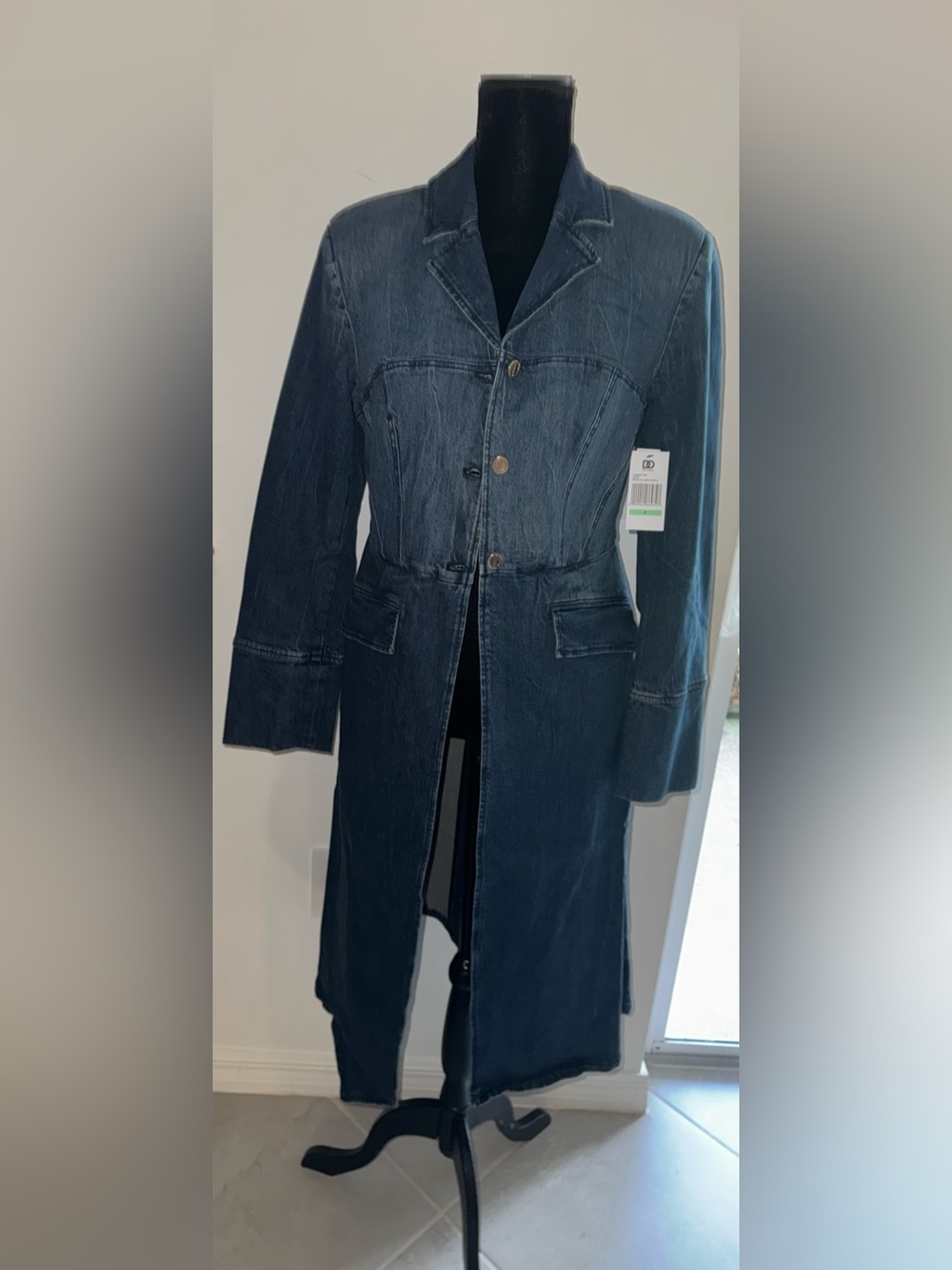 Dee Ocleppo Dark Blue Longline Denim Coat